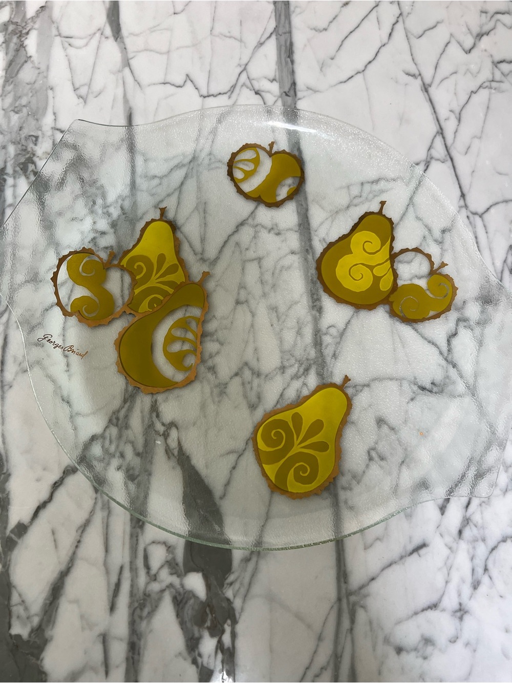 Vintage George Briard Yellow Pear Glass Serving Charger
